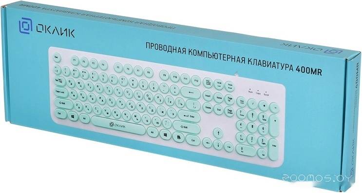 Клавиатура Oklick 400MR (белый/мятный) в  магазине Терабит Могилев