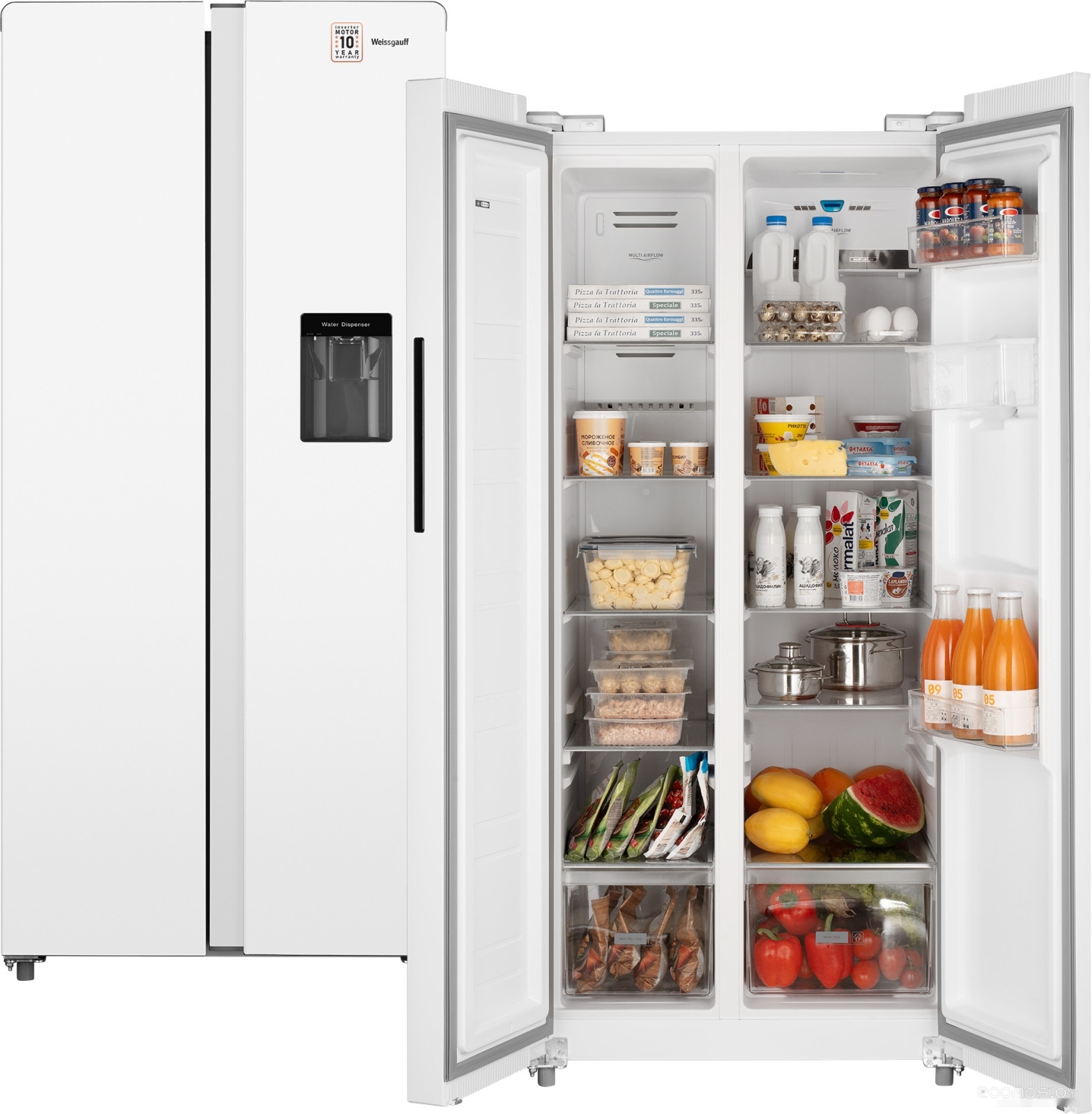 Холодильник side by side Weissgauff WSBS 600 W NoFrost Inverter Water Dispenser в  магазине Терабит Могилев