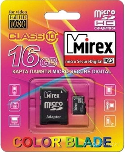   Mirex microSDXC Class 10 UHS-I U1 16GB + SD adapter     
