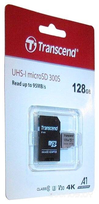   Transcend microSDXC 300S 128GB Class 10 UHS-I U3 (TS128GUSD300S-A)     