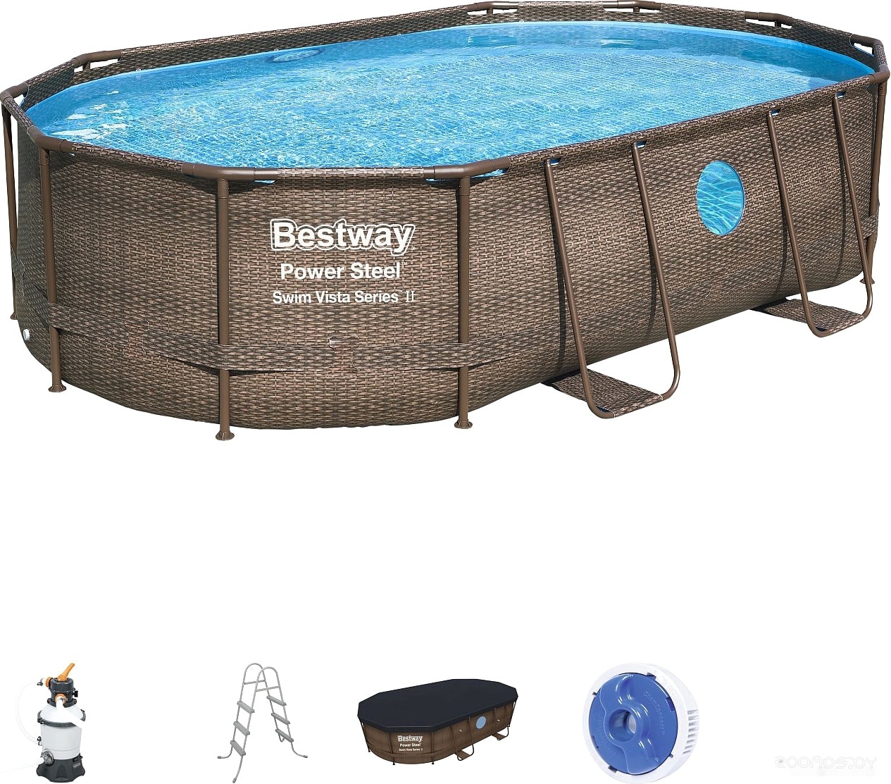 Каркасный бассейн Bestway Ротанг 56946 (488x305x107) в  магазине Терабит Могилев