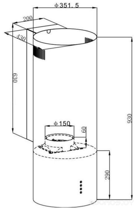 Кухонная вытяжка HOMSair Art 1050WL 35 (черный) в  магазине Терабит Могилев