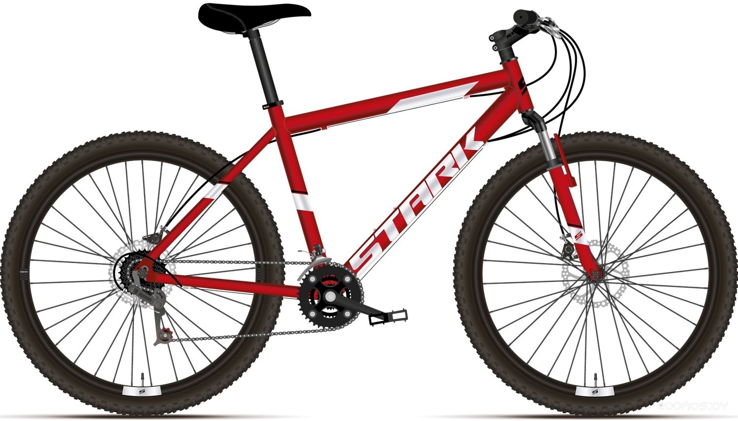 Велосипед Stark Outpost 26.1 D (20, красный/белый, 2021) в  магазине Терабит Могилев