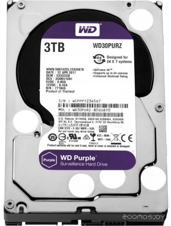 Жесткий диск Western Digital WD Purple 3 TB (WD30PURZ) в  магазине Терабит Могилев