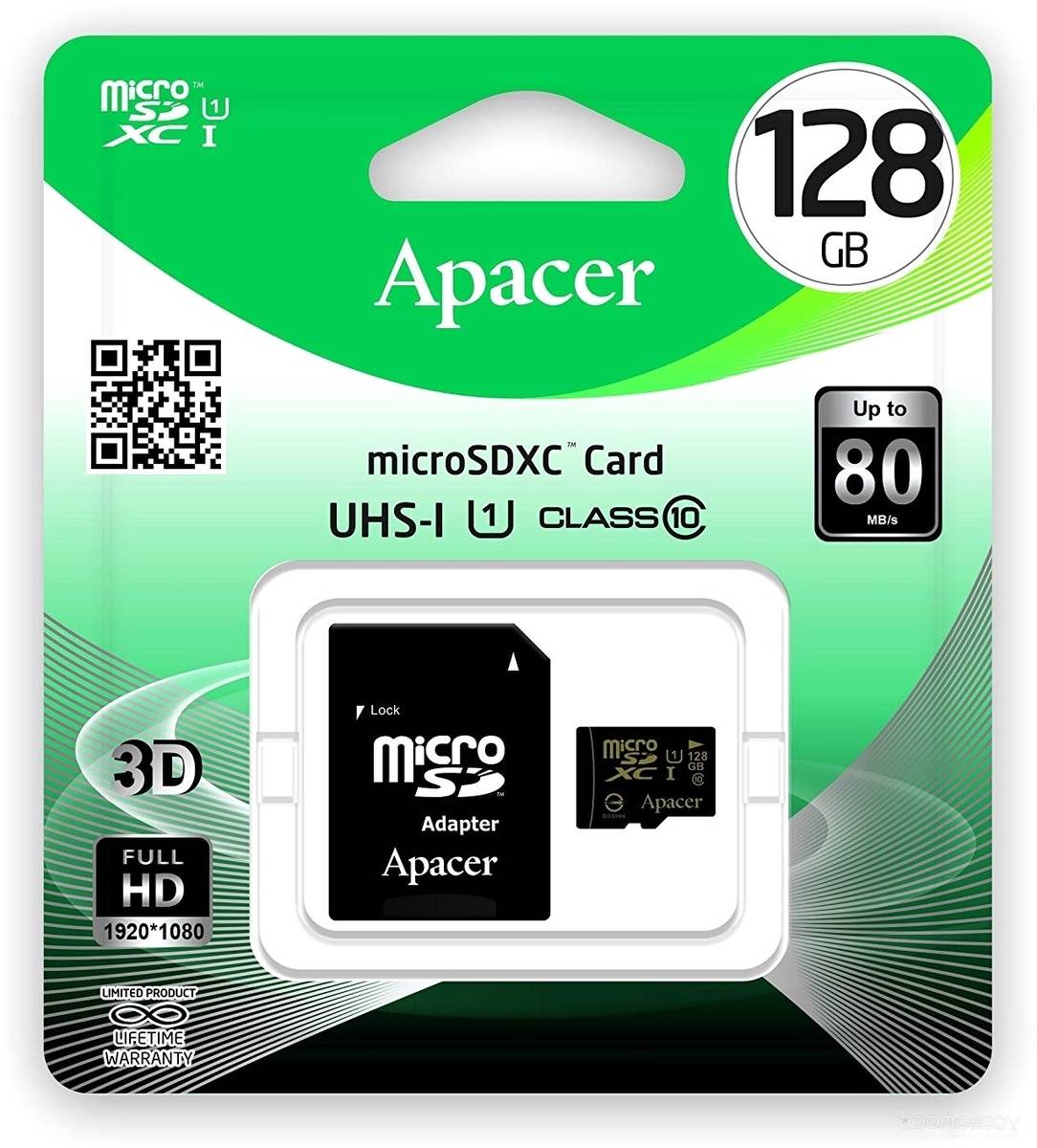   Apacer microSDXC AP128GMCSX10U1-R 128GB ( )     