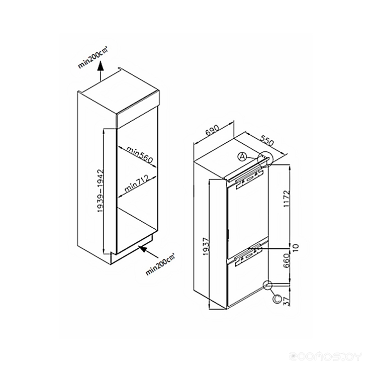 Холодильник Weissgauff WRKI 1970 Total NoFrost Inverter Premium BioFresh Inox в  магазине Терабит Могилев