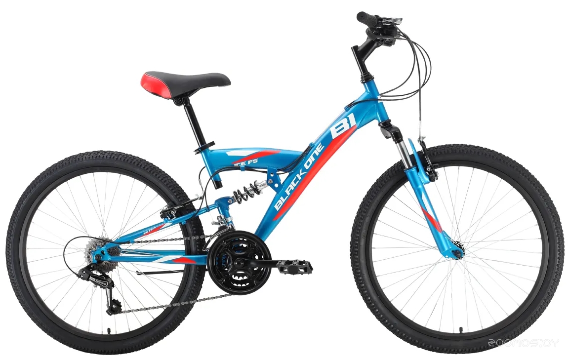 Велосипед Black One Ice FS 24 (14.5, голубой/белый/красный, 2022) в  магазине Терабит Могилев