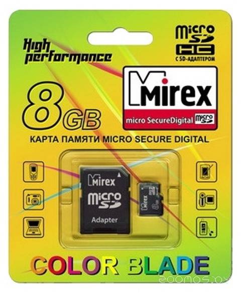   Mirex microSDHC Class 4 + SD adapter (8 Gb)     