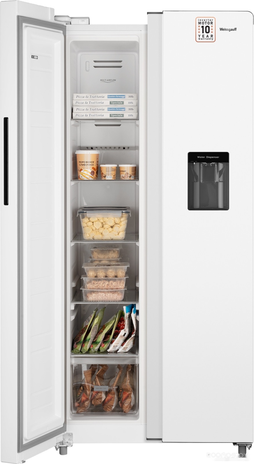 Холодильник side by side Weissgauff WSBS 600 W NoFrost Inverter Water Dispenser в  магазине Терабит Могилев