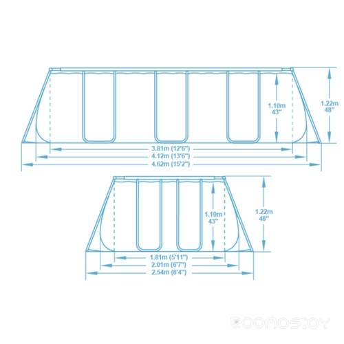 Бассейн Bestway Rectangular Power Steel Frame 56457/56244 в  магазине Терабит Могилев