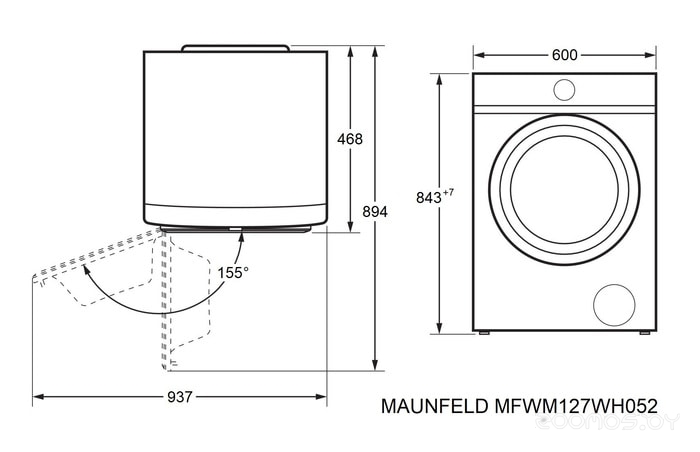 ���������� ������ Maunfeld MFWM127WH052 �  �������� ������� �������