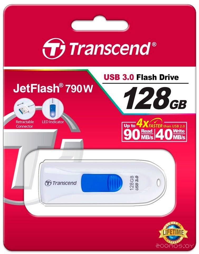 USB Flash Transcend JetFlash 790 128Gb (White)     